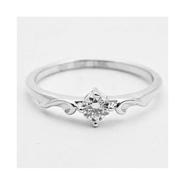 Anel De Ouro Branco 18k Solitário Com Diamante De 20 Pontos