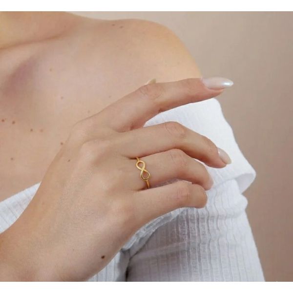 Anel De Ouro 18k Fio Infinito
