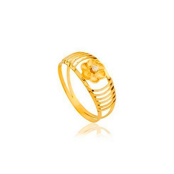 Anel De Ouro 18k Flor