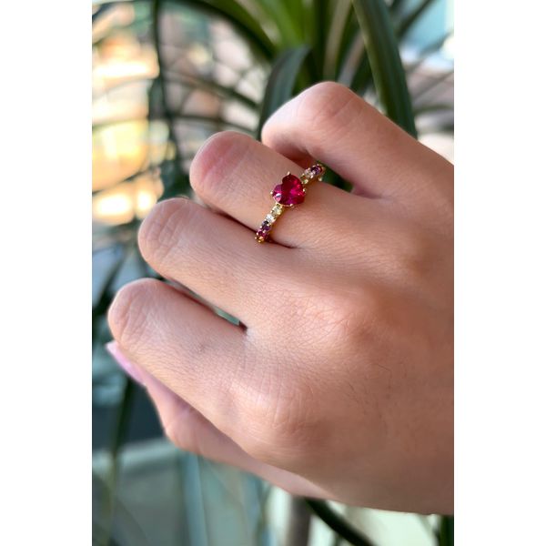 Anel de ouro 18k Coração Harmonia Com Zircônias