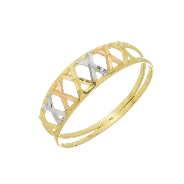 Anel de Ouro 18k Romano Tricolor