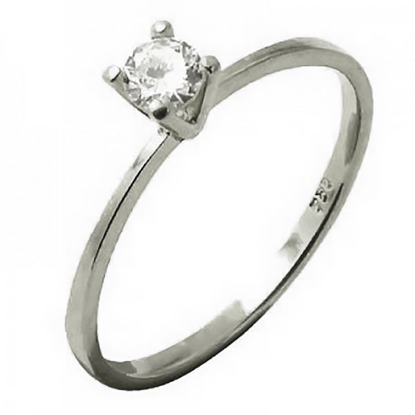 Anel De Ouro Branco18k Solitário Beautiful Com Diamante De 10 Pontos