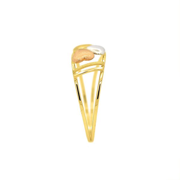 Anel De Ouro 18k Trevo Coração Tricolor 