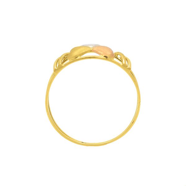 Anel De Ouro 18k Trevo Coração Tricolor 