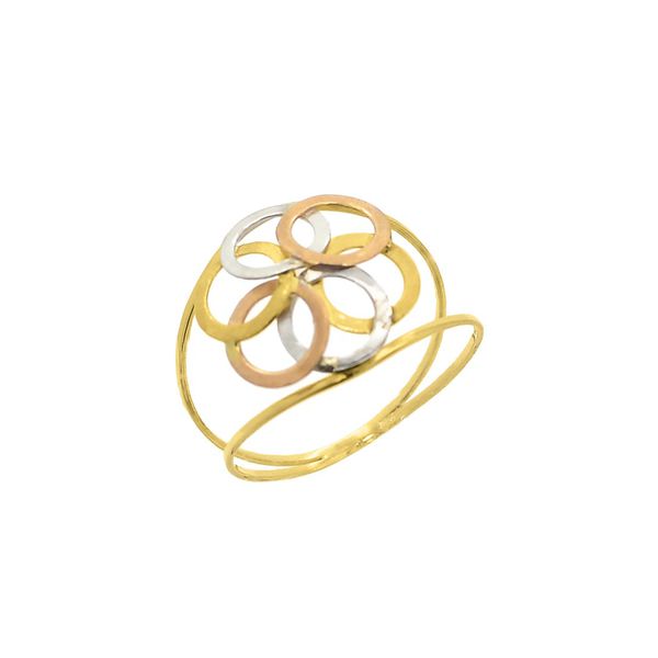 Anel De Ouro 18k Áureas Tricolor 