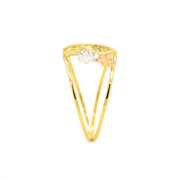 Anel De Ouro 18k Jardim Tricolor 