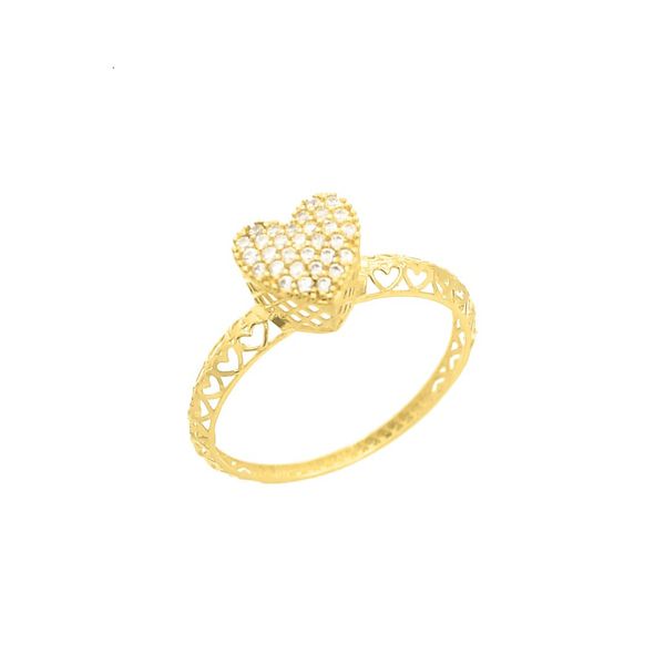 Anel de Ouro 18k Chuveiro de Coração
