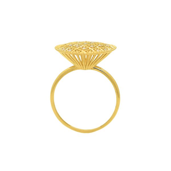 Anel de Ouro 18k Coração Grande Com Zircônias