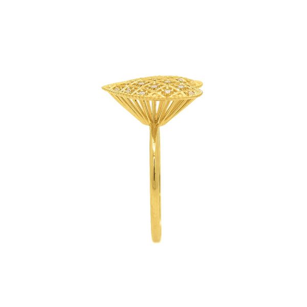 Anel de Ouro 18k Coração Grande Com Zircônias