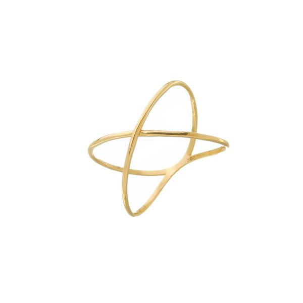 Anel De Ouro 18k X Cruzado 