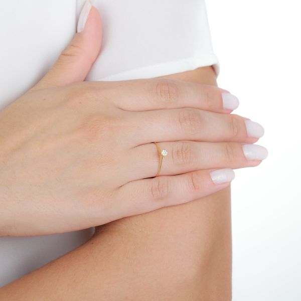 Anel De Ouro 18k Solitário Bliss Com Zircônias 
