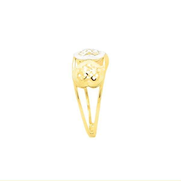 Anel De Ouro 18k Trio de Corações Tricolor