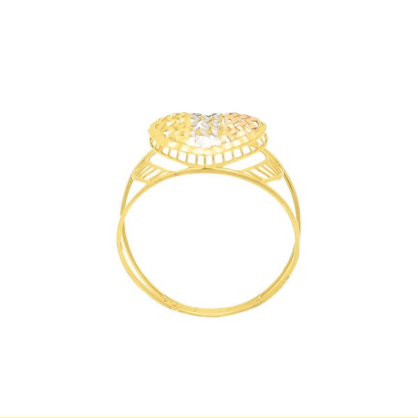 Anel de Ouro 18k Coração Tricolor Aura