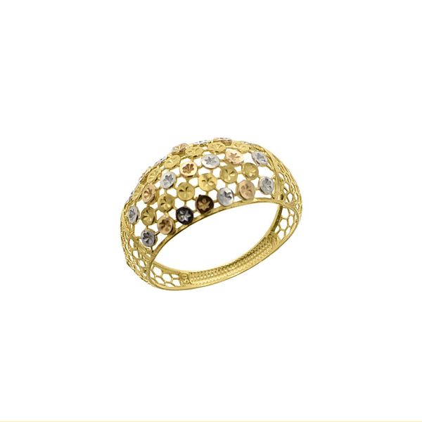 Anel De Ouro 18k Círculo Tricolor