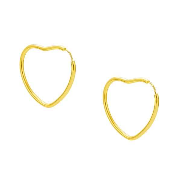 Brinco De Ouro 18k Argola Coração Pp