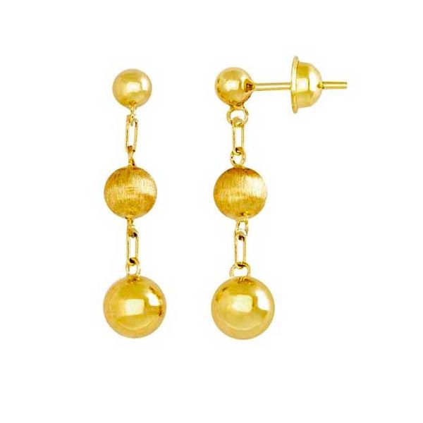 Brinco De Ouro 18k Três Bolinhas