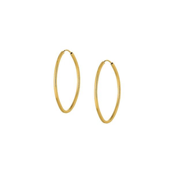 Brinco De Ouro 18k Argola Oval Slim Pp