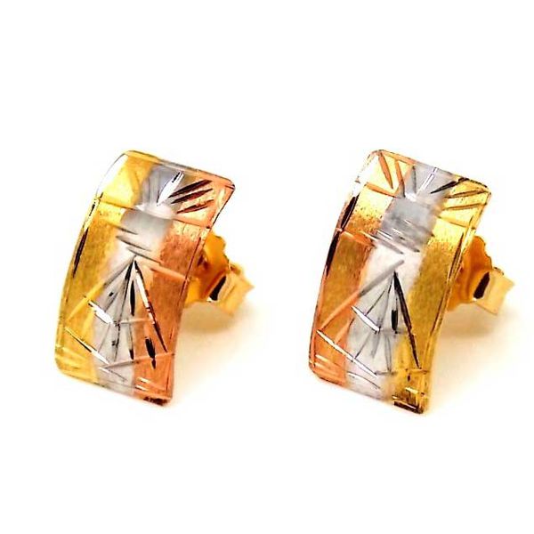 Brinco De Ouro 18k Escravas Tricolor