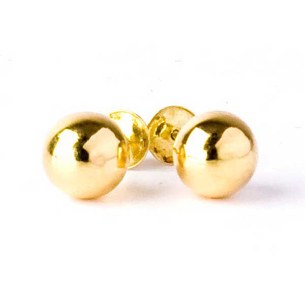 Brinco De Ouro 18k Bolinha De 6mm