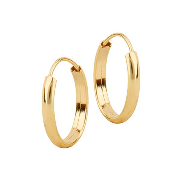 Brinco De Ouro 18k Argola 14mm Plus