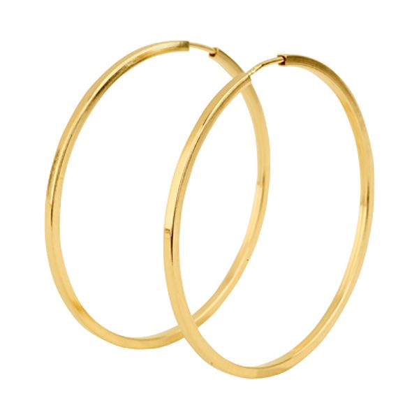 Brinco De Ouro 18k Slim Argola Redonda G