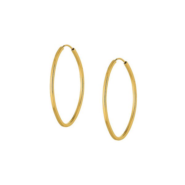 Brinco De Ouro 18k Argola Oval Slim P