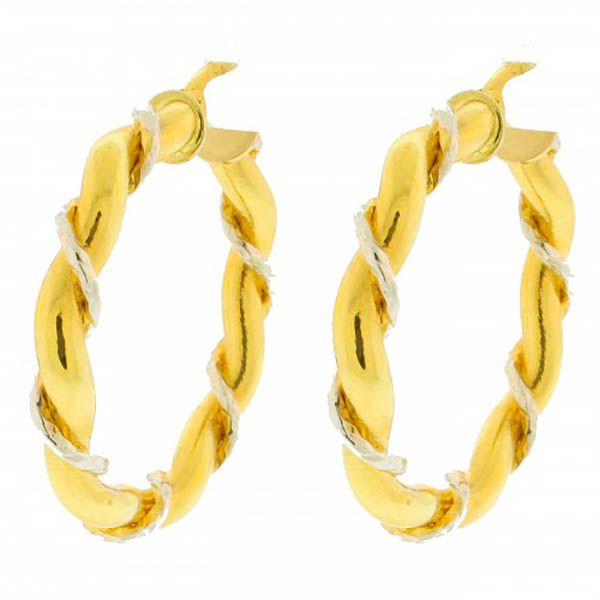Brinco De Ouro 18k Argola Torcida De 28mm