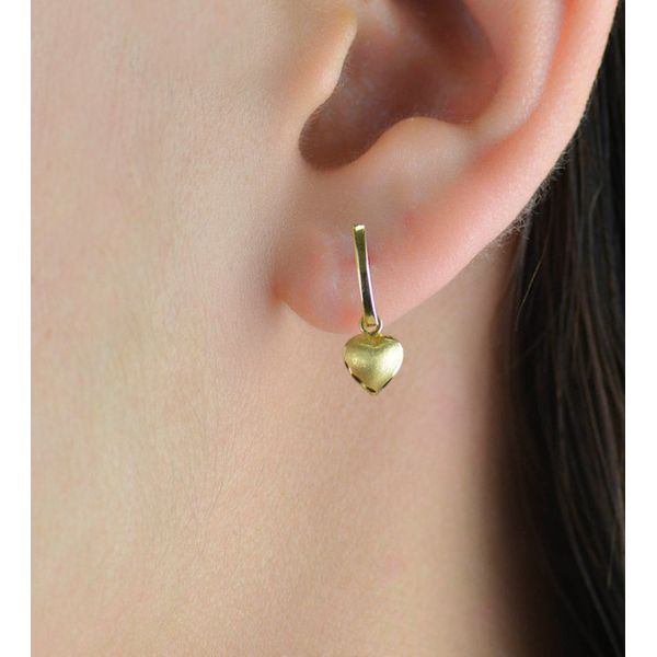Brinco De Ouro 18k Meia Lua Com Coração