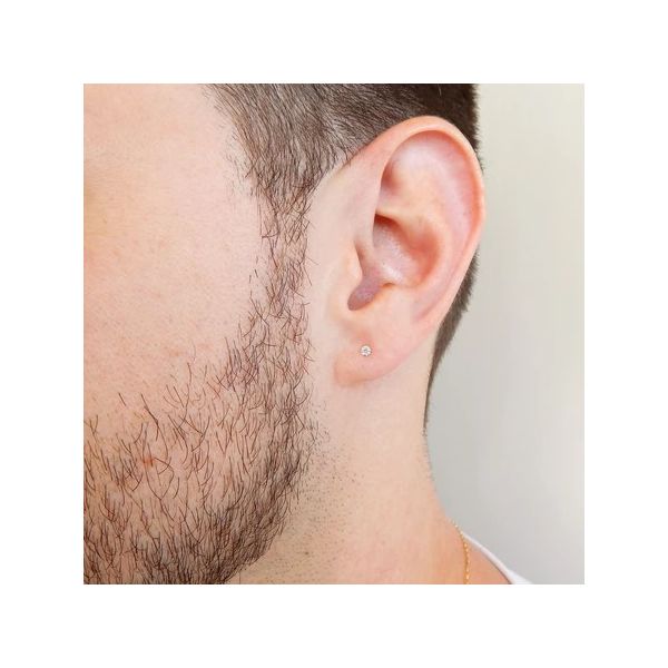 Brinco Masculino Individual De Ouro 18k Zircônia De 2,5mm