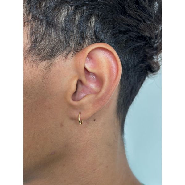 Brinco Masculino Individual De Ouro 18k Argola Fio Redondo De 10mm