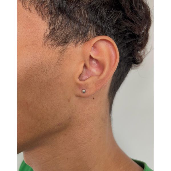 Brinco Masculino Individual De Ouro Branco 18k Bolinha De 4mm