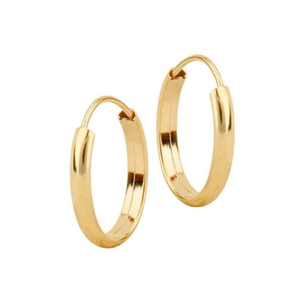 Brinco De Ouro 18k Argola Achatada M