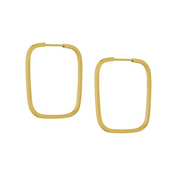 Brinco De Ouro 18k Argola Retangular Slim G