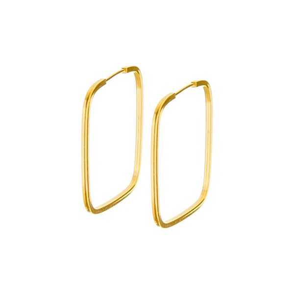 Brinco De Ouro 18k Argola Quadrada Slim M