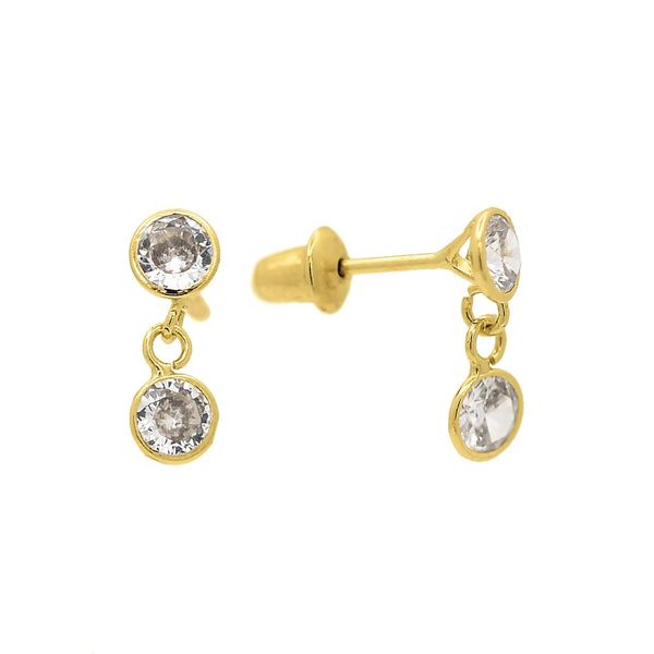 Brinco Infantil De Ouro 18k Duas bolinhas De Zircônia 3mm