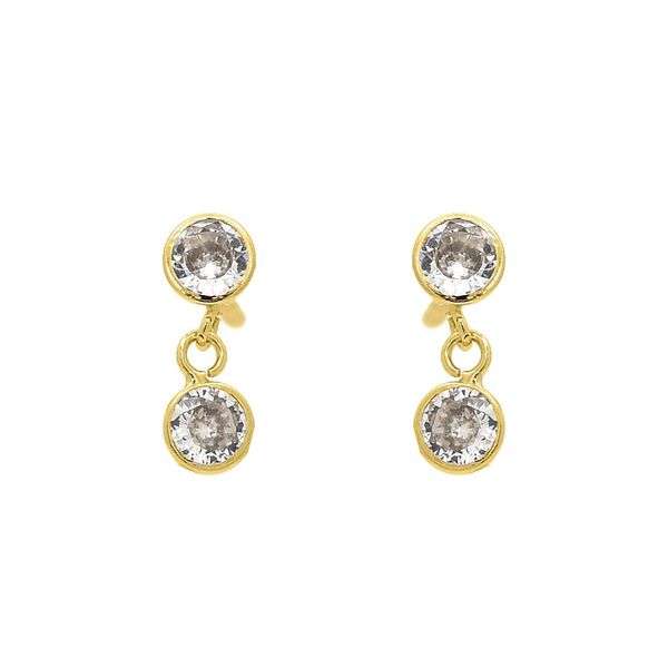 Brinco Infantil De Ouro 18k Duas bolinhas De Zircônia 3mm