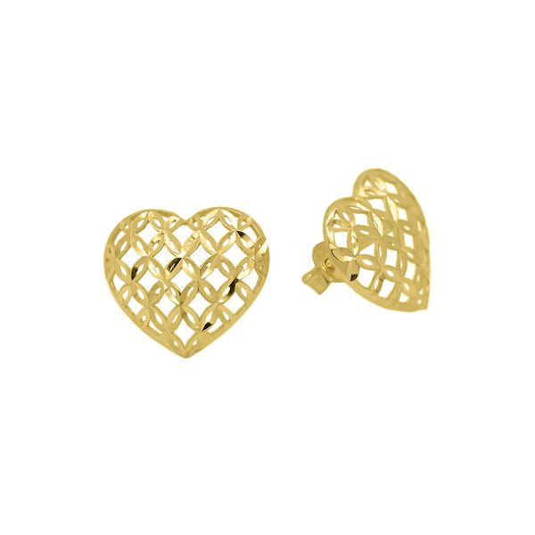 Brinco De Ouro 18k Coração Alado M