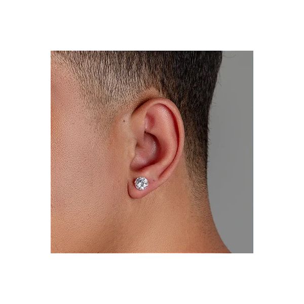 Brinco Masculino Individual De Ouro 18k Zircônia De 6,0 mm 