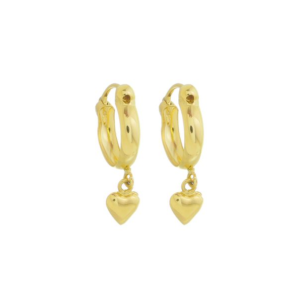Brinco De Ouro 18k Argola Balança Coração