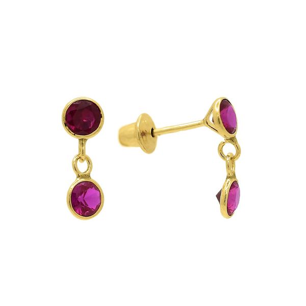 Brinco De Ouro 18k de Zircônia Rubi 3,0mm 