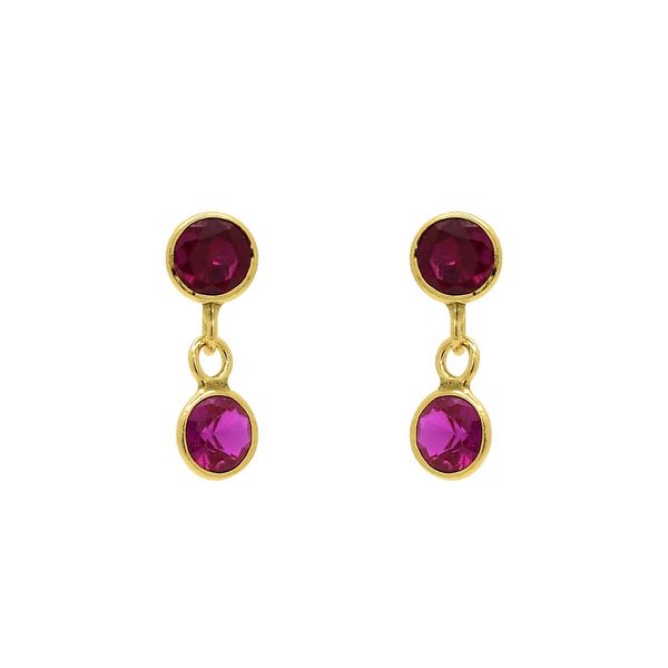 Brinco De Ouro 18k de Zircônia Rubi 3,0mm 
