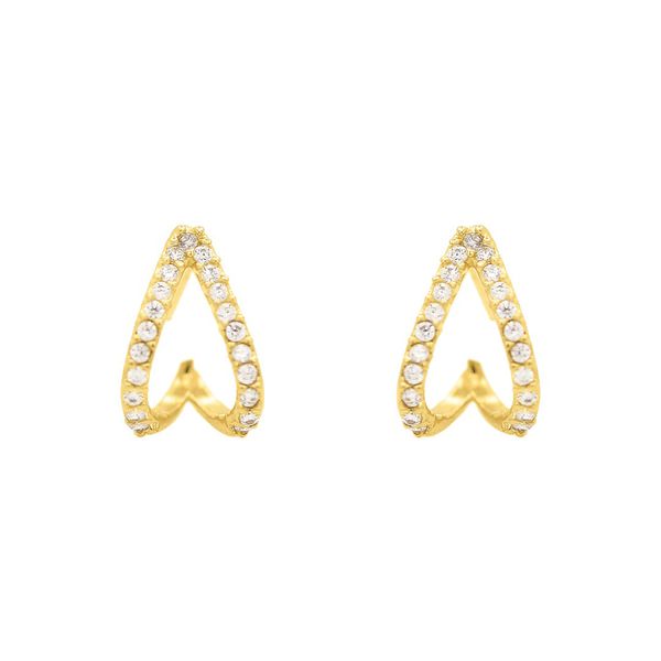 Brinco De Ouro 18k Pop Com Zircônias 