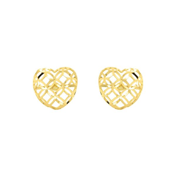 Brinco De Ouro 18k Coração Vazado