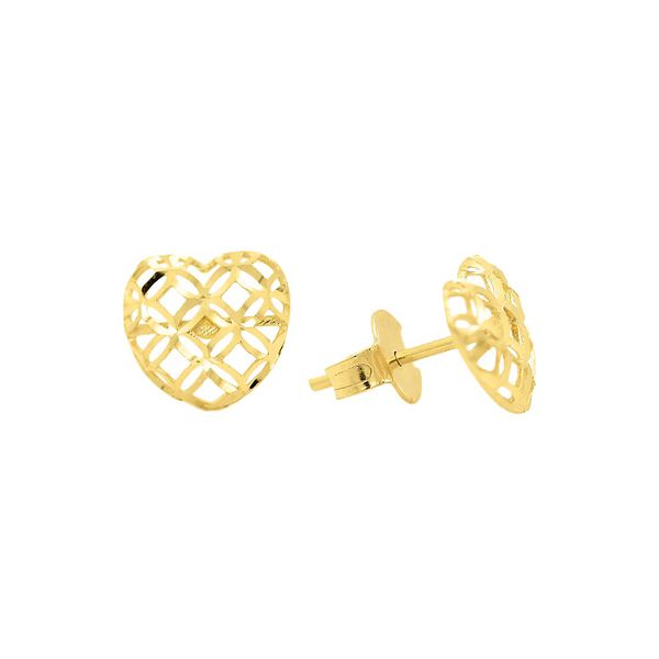 Brinco De Ouro 18k Coração Vazado