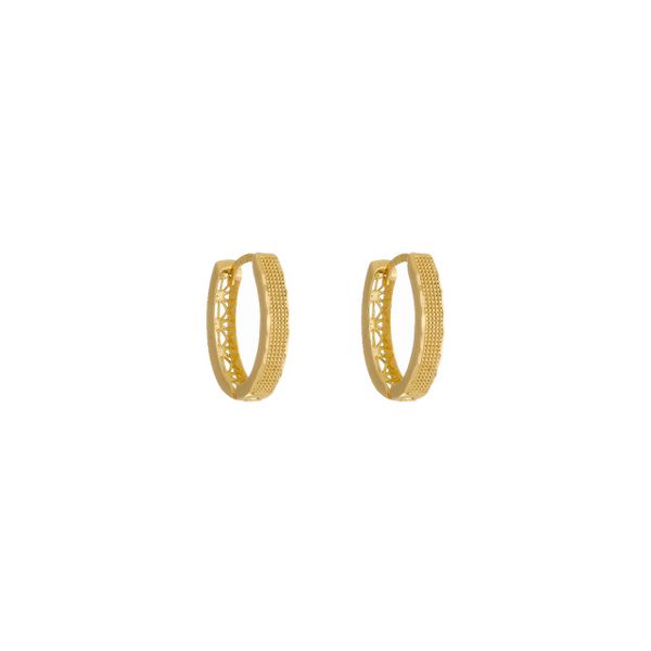 Brinco De Ouro 18k Argola Oval Viena