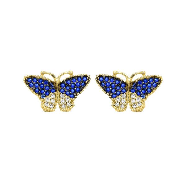 Brinco De Ouro 18k Borboleta Com Zircônias