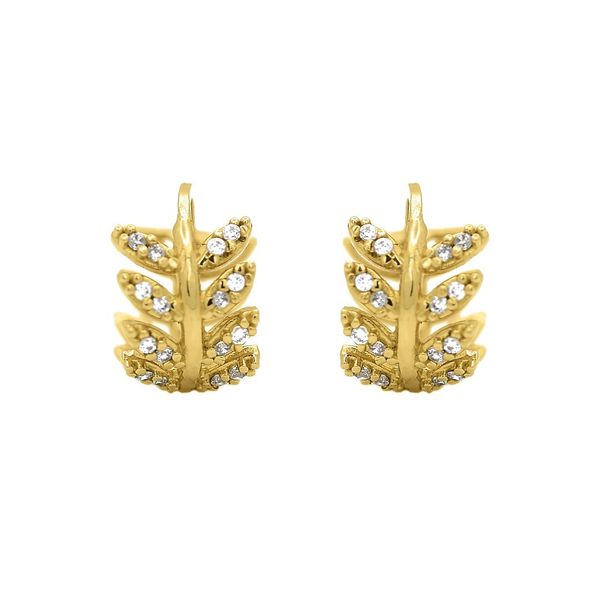 Brinco De Ouro 18k Ramo com Zircônias