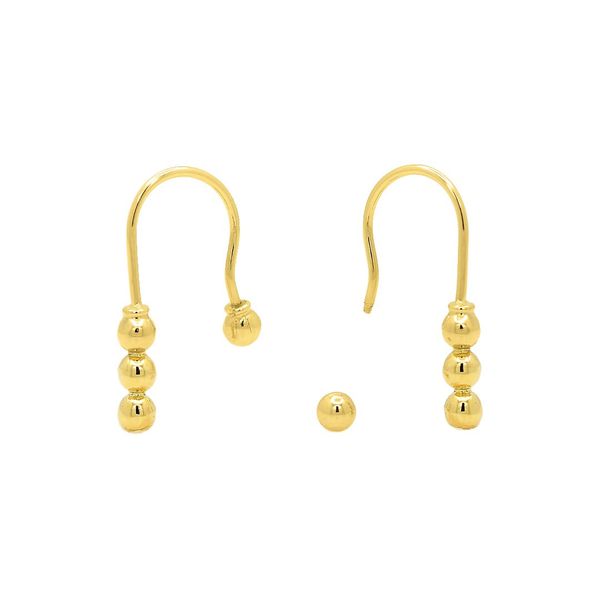 Brinco De Ouro 18k Anzol Com Bolinhas