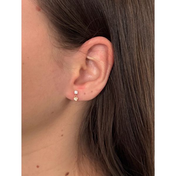 Brinco De Ouro 18k Com Pedras De Zircônias Coração 3mm 