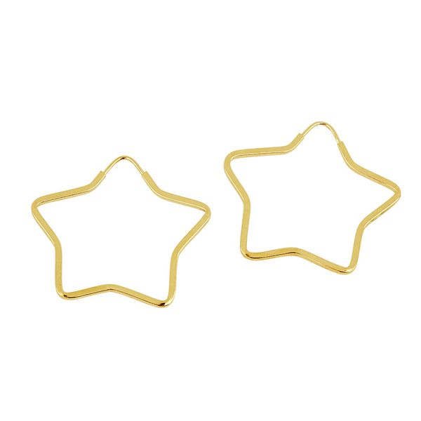 Brinco De Ouro 18k Argola Estrela De 39mm